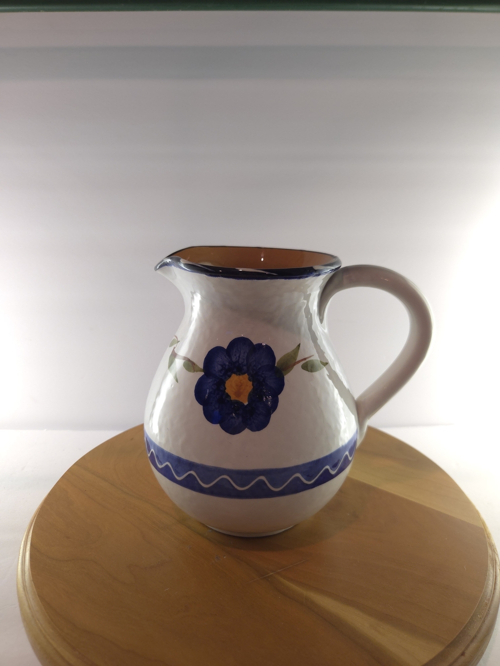 Furio Ceramic Pottery Pitcher "La Spezia" Hand-Painted Blue Floral